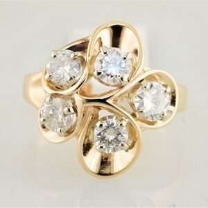 Solid 14k yellow gold natural diamond fashion ring 1.25ctw